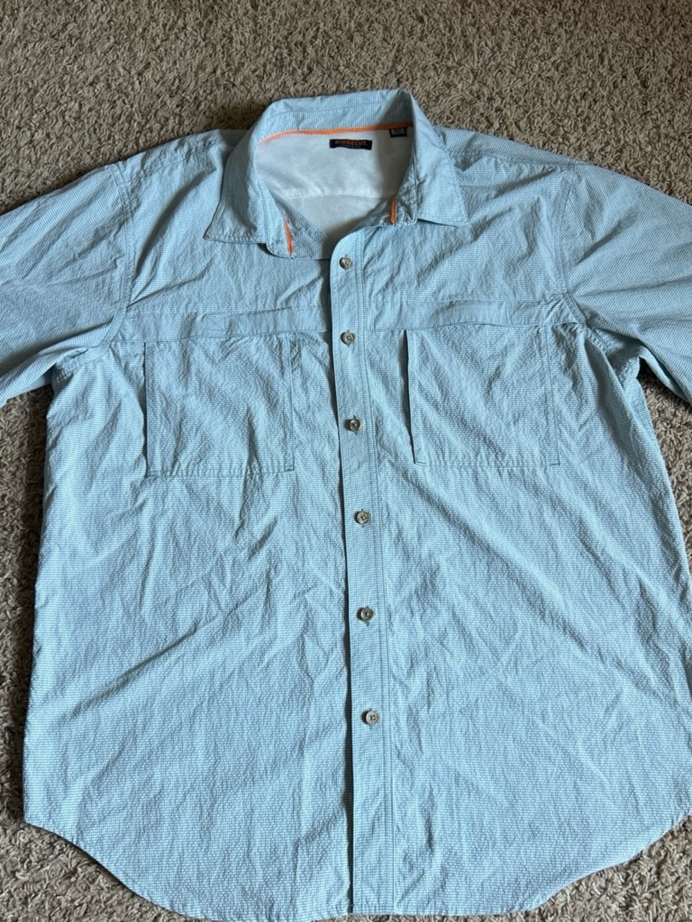 Men's Light Blue Casual Button-Down Shirt with Chest Pockets